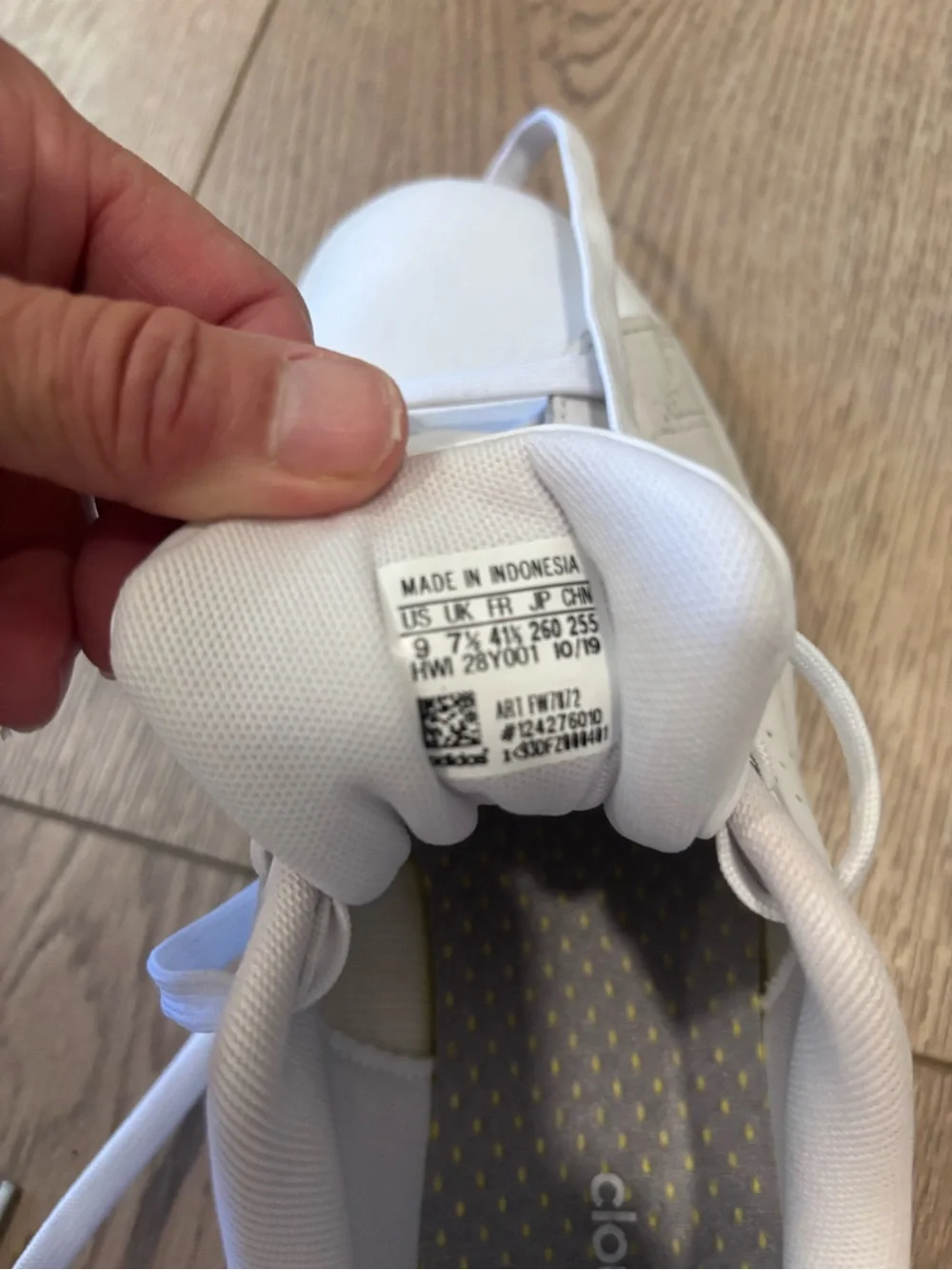 adidas White Leather Sneakers with Green Heel Accents